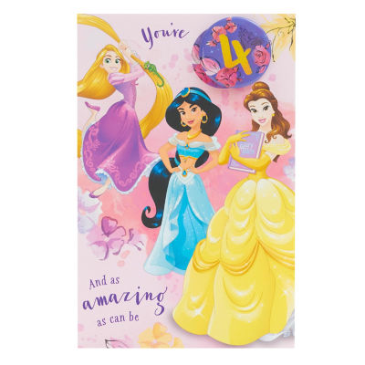 Disney Princess 4th Birthday Card