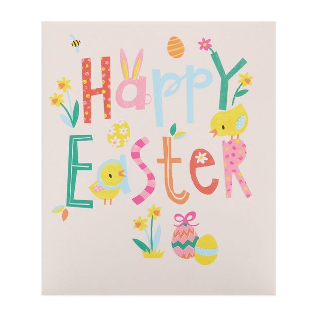 Happy Easter Flowers & Chicks Easter Card  