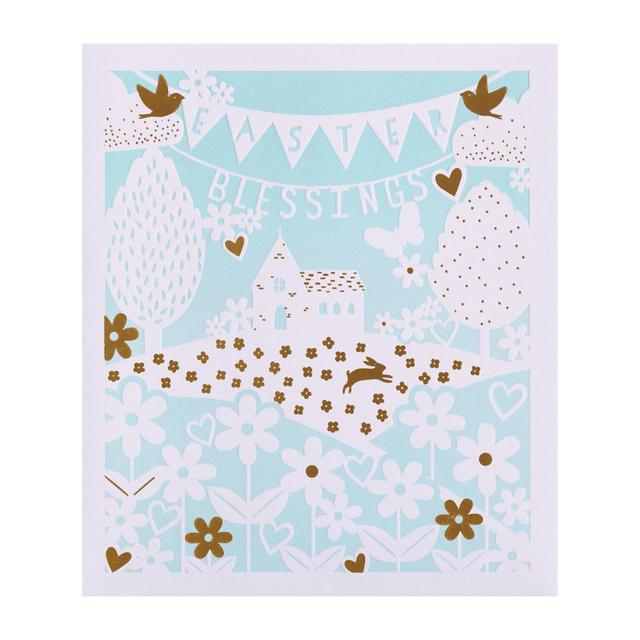 Easter Blessings Church And Bunting Easter Card  