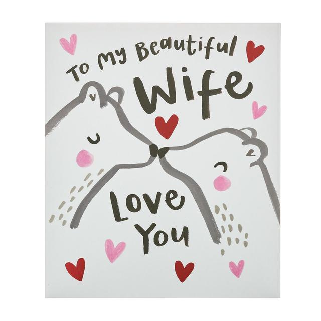 Animal Illustration With Hearts Valentines Wife Card  