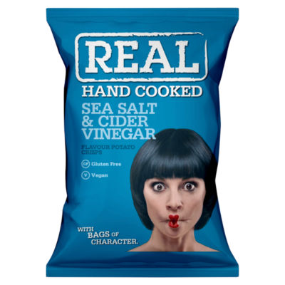 Real Hand Cooked Sea Salt & Cider Vinegar Flavour Potato Crisps 150g