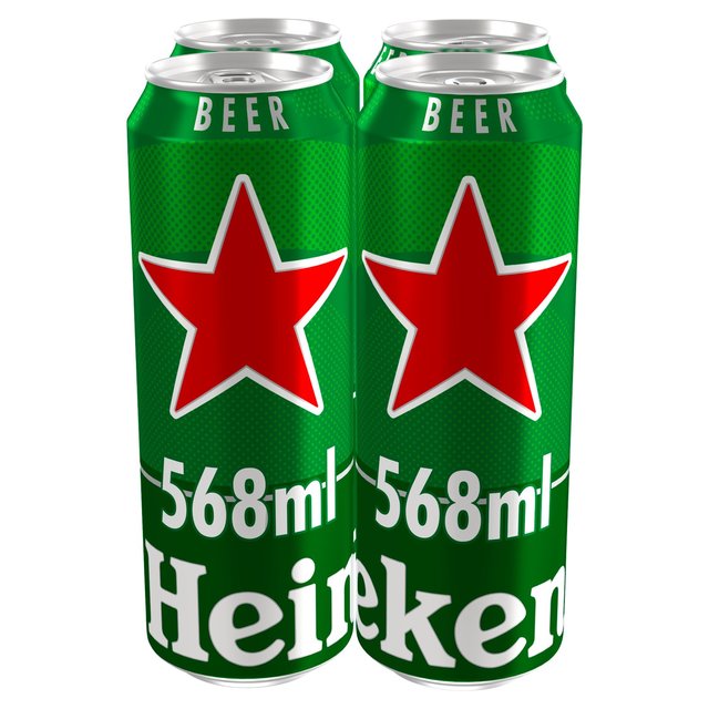 Heineken Premium Lager Beer Cans 4 x 568ml