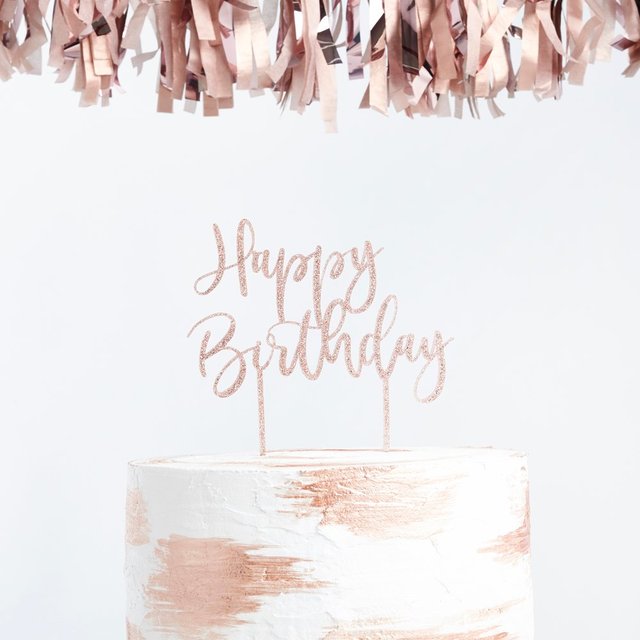 Club Green Rose Gold Happy Birthday Cake Topper 