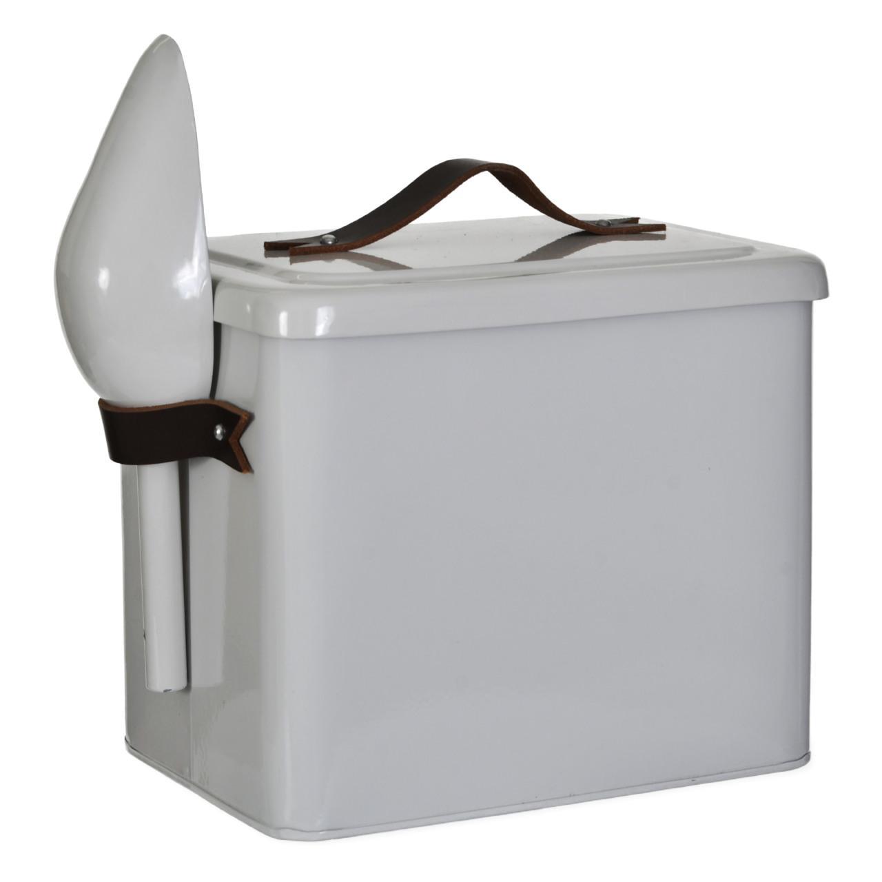 Garden Trading Pet Bin, Small with Leather Handles- Chalk