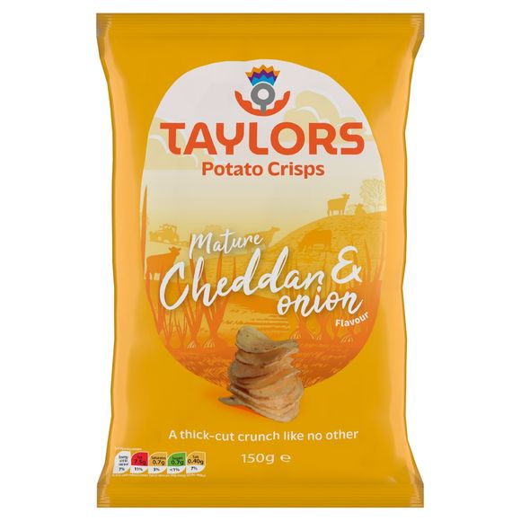 Taylors Mature Cheddar & Onion Flavour Potato Crisps 150g