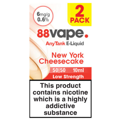 88Vape AnyTank E-Liquid New York Cheesecake 50/50 2 x 10ml