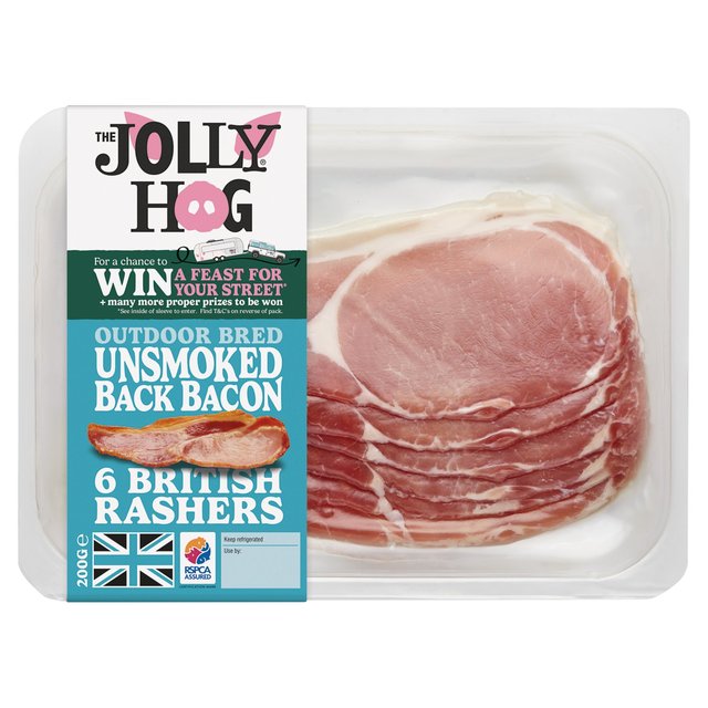 The Jolly Hog Unsmoked Dry Cure Back Bacon 200g