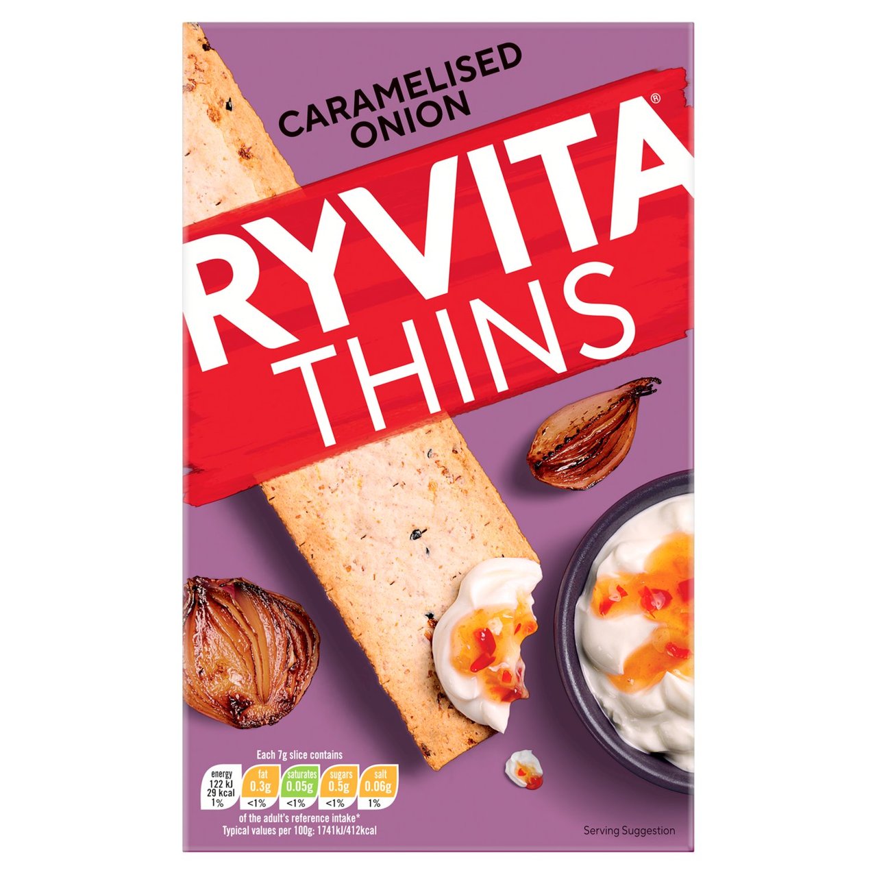 Ryvita Thins Caramelised Onion Flatbread Crackers