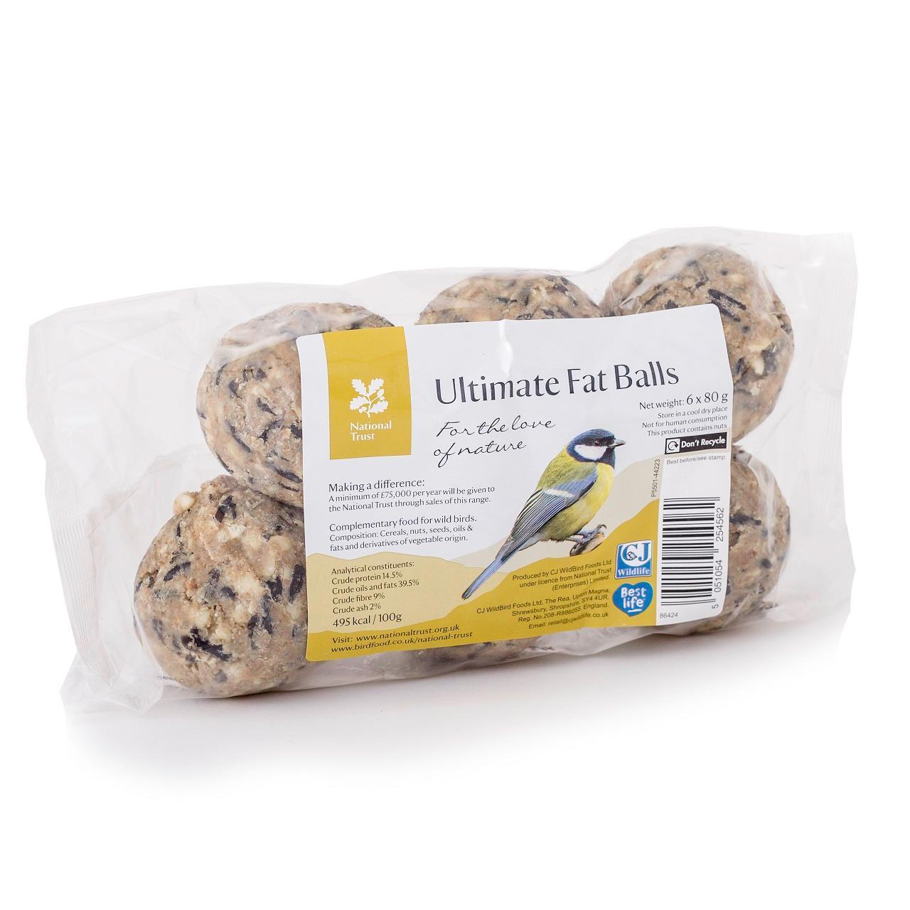 National Trust CJ Wildlife Fat Balls For Wild Birds 6 x 80g