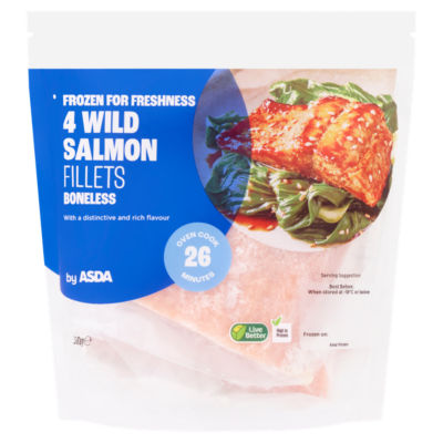 ASDA 4 Wild Salmon Fillets Boneless 