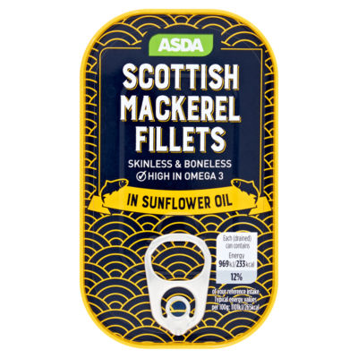 ASDA Mackerel Fillets in Sunflower Oil 125g