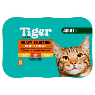 Tiger by ASDA Senior Cat Food Jelly Selection Meaty Poultry 40 x 100g Pouches HelloSupermarket