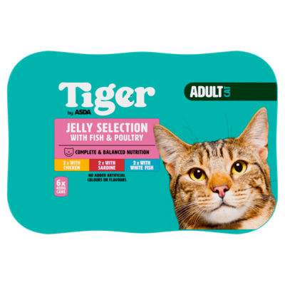 Tiger by ASDA Adult Cat Food Jelly Selection with Fish & Poultry 6 x 400g Cans