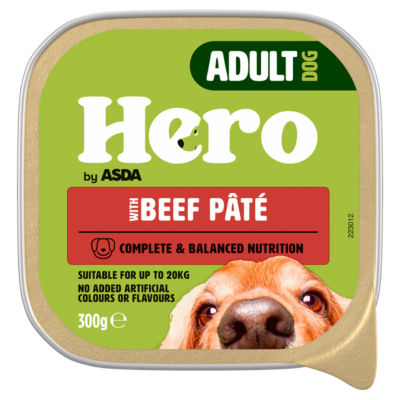 Hero by ASDA Adult Dog Food Beef Pâté 300g