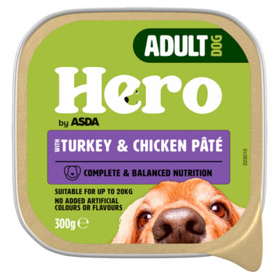 Hero by ASDA Adult Dog Food Turkey & Chicken Pâte 300g