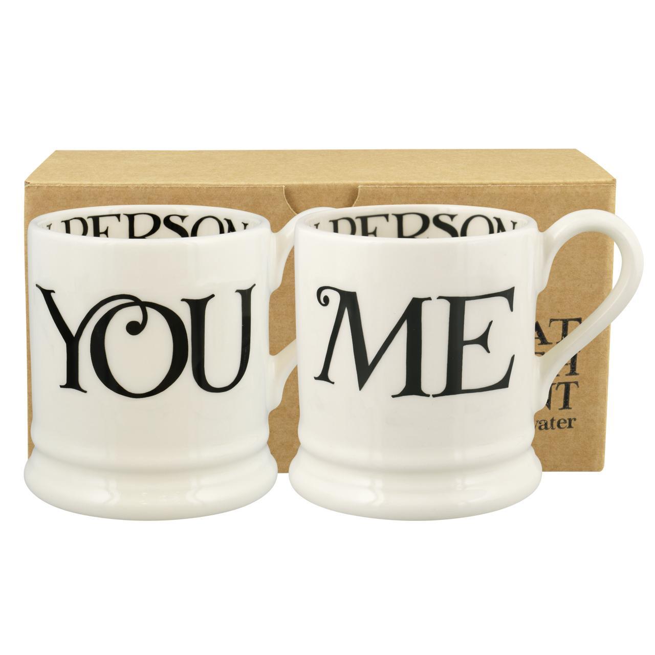 Emma Bridgewater Black Toast You & Me 1/2 Pint Mugs Boxed