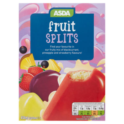 ASDA Assorted Fruit Splits Lollies 6 x 73ml (438ml)