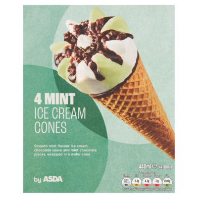 ASDA 4 Mint Ice Cream Cones