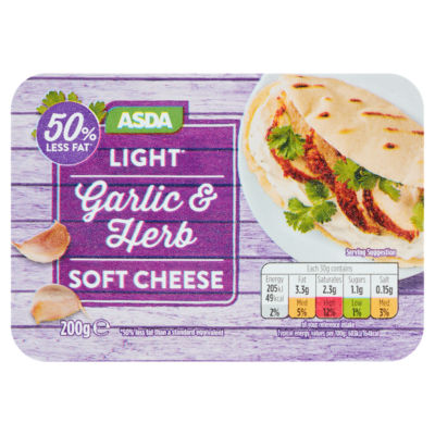 ASDA Light Garlic & Herb Soft Cheese 200g