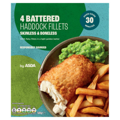 ASDA 4 Battered Haddock Fillets