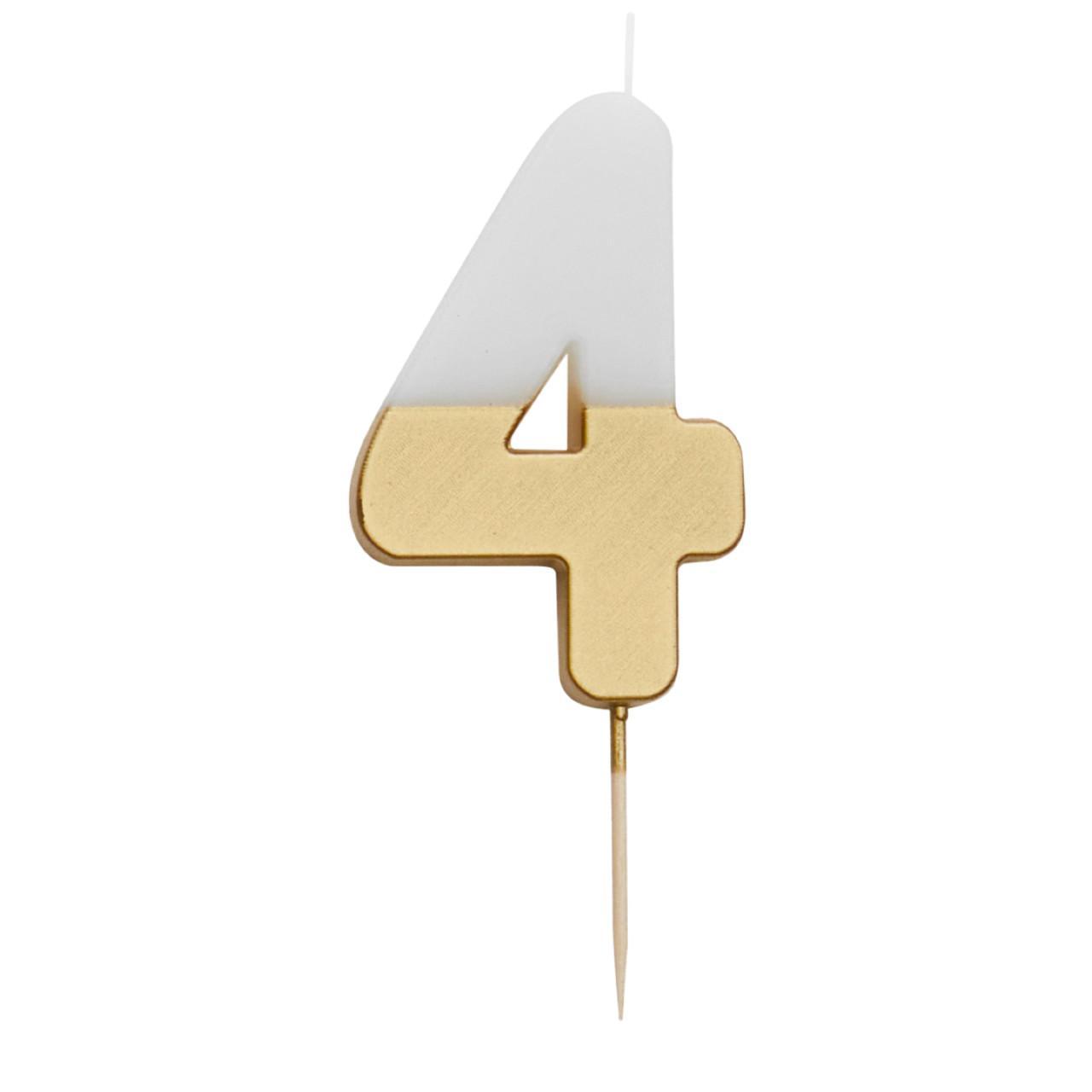 Number 4 Large Gold Candle 4th Birthday