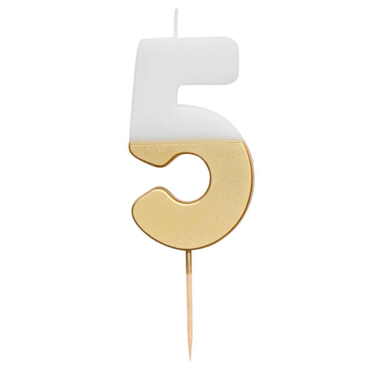 Number 5 Large Gold Candle 5th Birthday