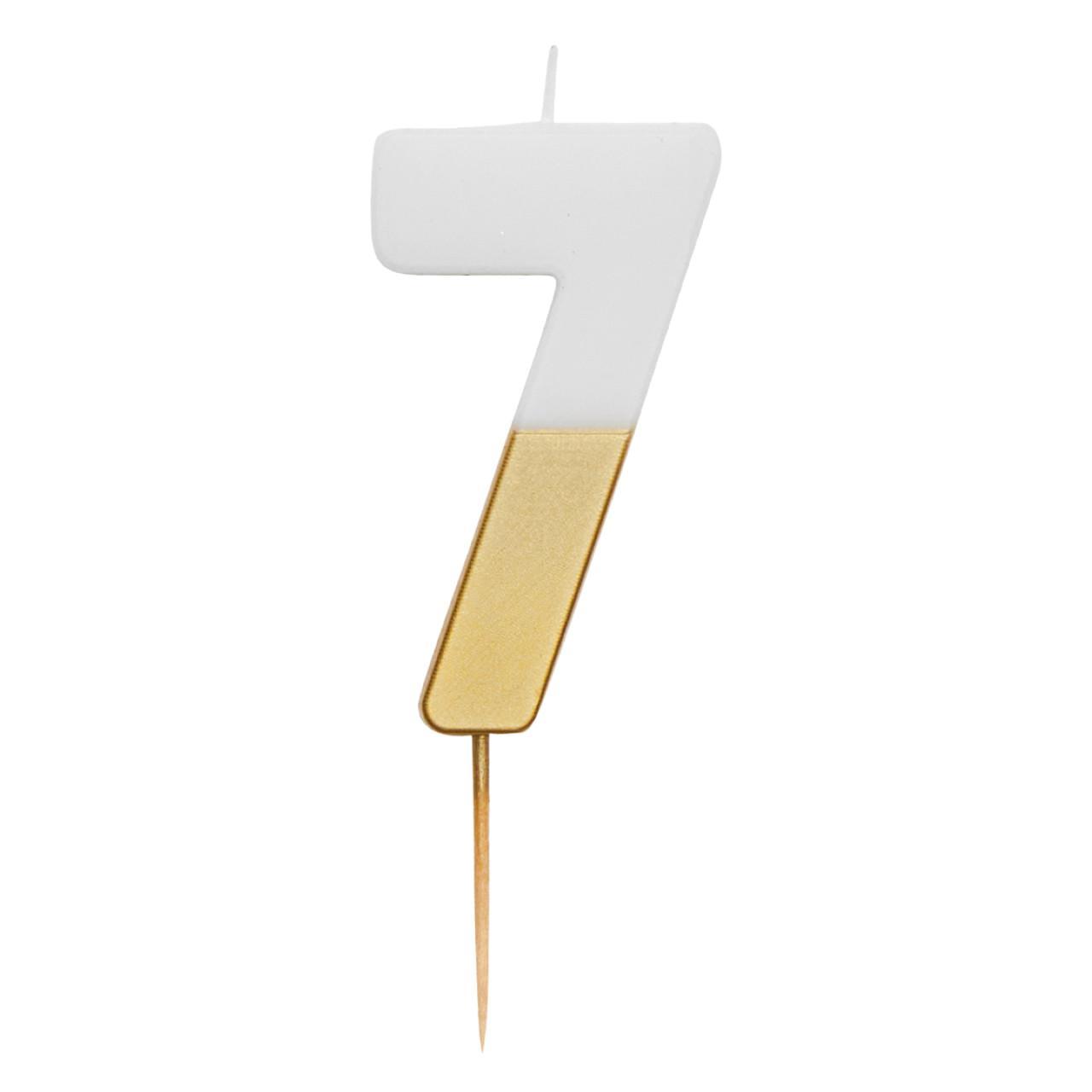 Number 7 Large Gold Candle 7th Birthday