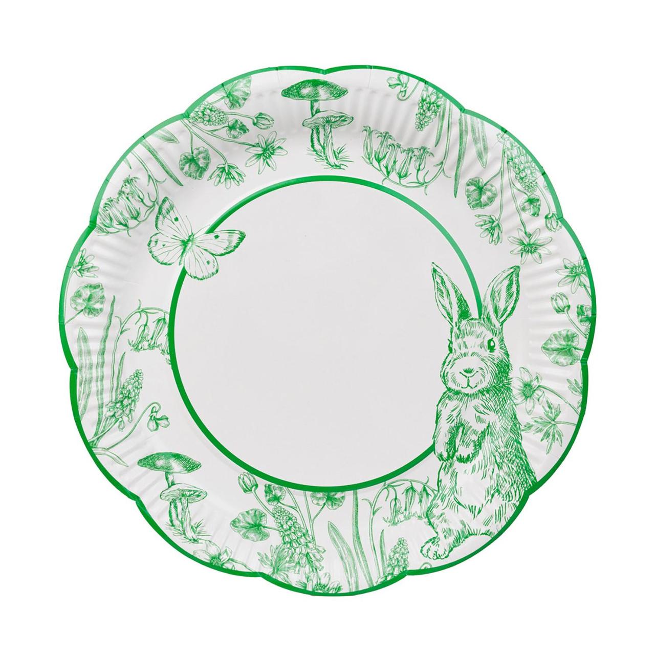 Easter Bunny Green Paper Party Plates