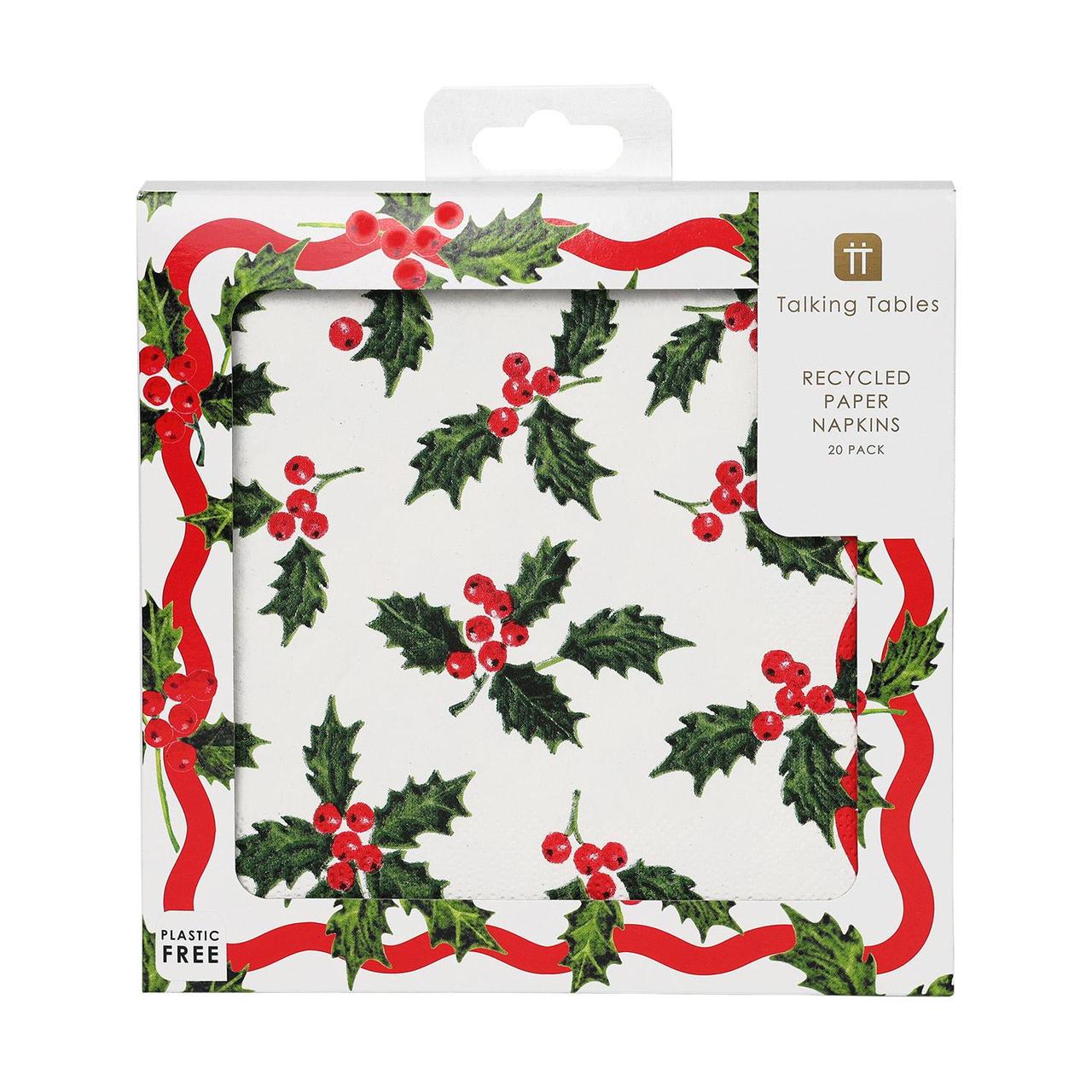 Botanical Holly Christmas Napkins