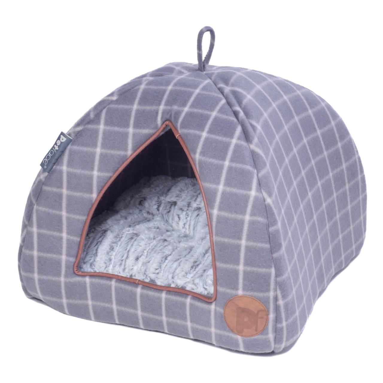 Petface Grey Check Igloo Cat Bed