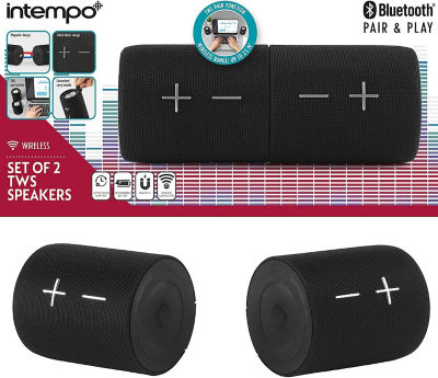 Intempo Set of 2 True Wireless Magnetic Speakers