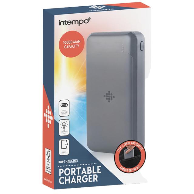 Intempo 10000mah Grey Powerbank Portable Charger  