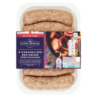 ASDA Extra Special 6 Caramelised Red Onion Pork Sausages