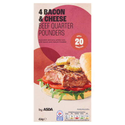 ASDA 4 Bacon & Cheese Beef Quarter Pounders