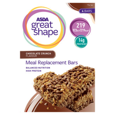 ASDA Great Shape Meal Replacement Bars Chocolate Crunch Flavour 4 x 56g (224g)