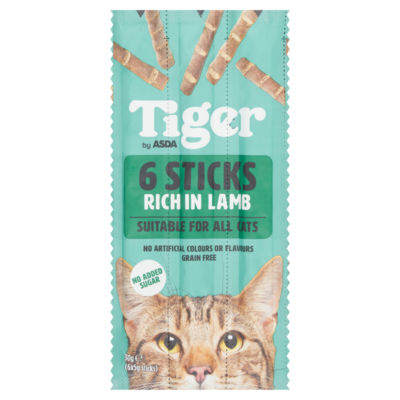 Tiger by ASDA 6 Sticks Rich In Lamb Suitable For All Cats 30g