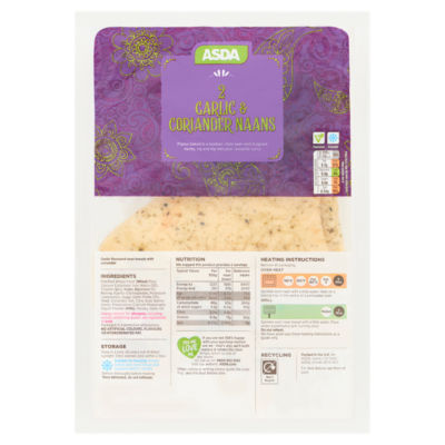 ASDA 2 Garlic & Coriander Naans