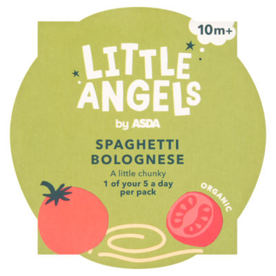 LITTLE ANGELS by ASDA Organic Spaghetti Bolognese Baby Food 10+ Months 190g