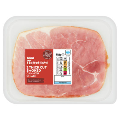 ASDA Flavoursome 2 Thick Cut Smoked Gammon Steaks 550g