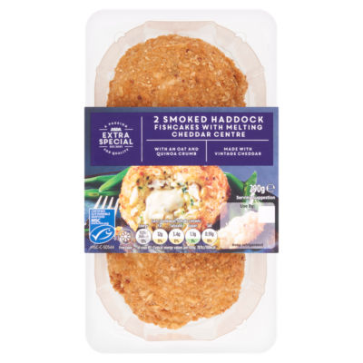 ASDA Extra Special 2 Smoked Haddock Fishcakes with Melting Cheddar Centre