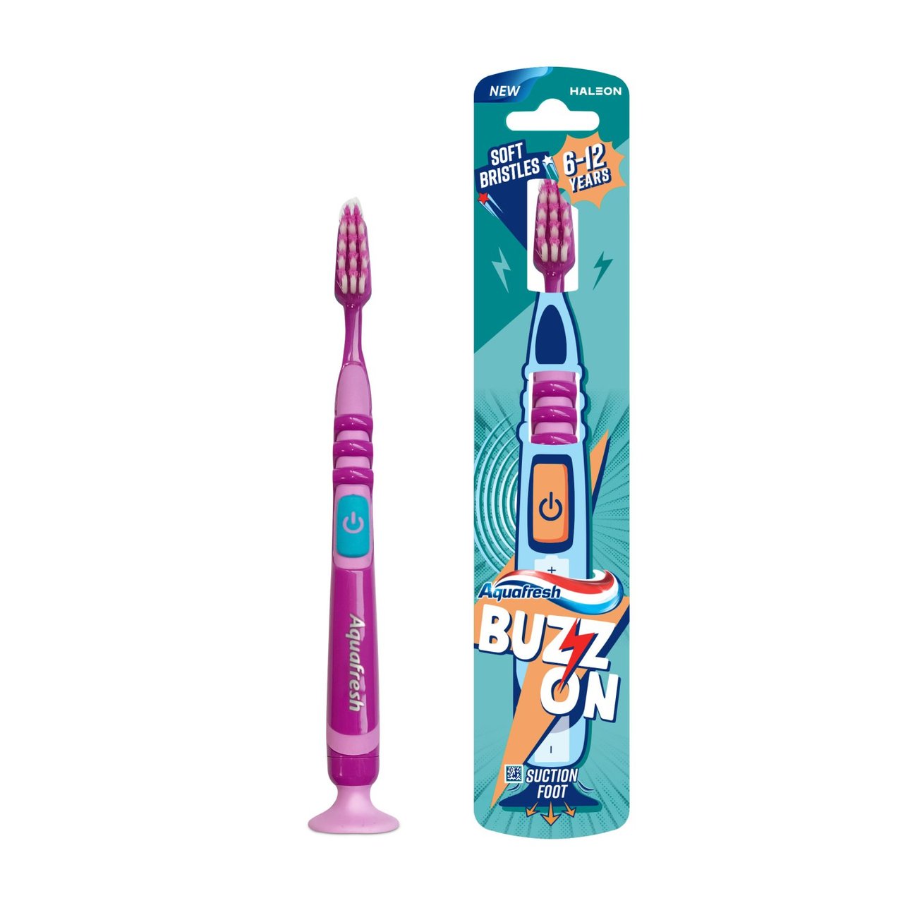 Aquafresh Kids Toothbrush Buzz On Battery Powered Ages 6-12 Years