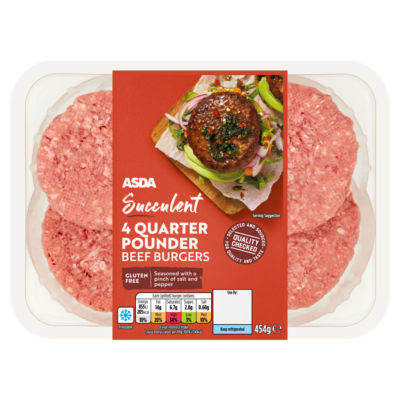 ASDA Succulent 4 Quarter Pounder Beef Burgers