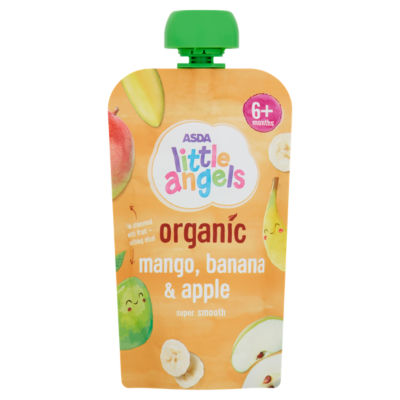 LITTLE ANGELS by ASDA Organic Mango, Banana & Apple Baby Food 6+ Months