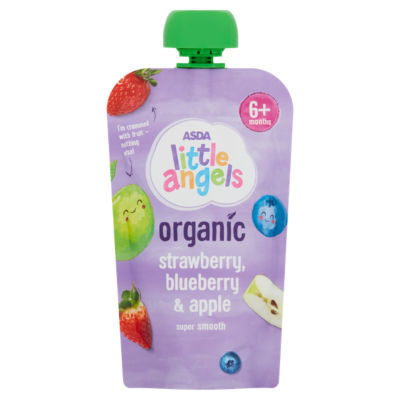 LITTLE ANGELS by ASDA Organic Strawberry, Blueberry & Apple Baby Food 6+ Months