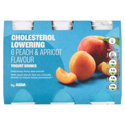 ASDA Cholesterol Lowering 6 x 100g Peach & Apricot Flavour Yogurt Drinks