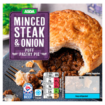 ASDA Minced Steak & Onion Puff Pastry Pie 200g