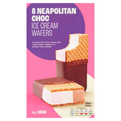 ASDA 8 Neapolitan Choc Ice Cream Wafers 8x90ml