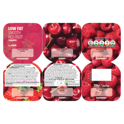 ASDA 6x125g Low Fat Smooth Red Fruit Yogurts