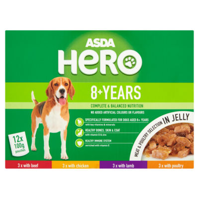 ASDA Hero Meat & Poultry Selection in Jelly Senior Dog Food Pouches