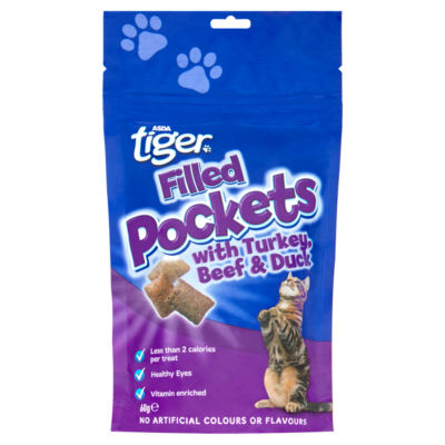 Tiger by ASDA Pockets with Turkey, Beef & Duck 60g